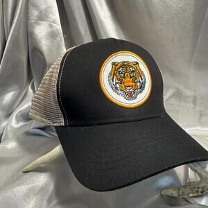 George Black and Beige Mesh Baseball Cap with Tiger Patch